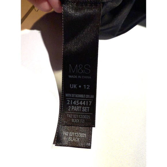 M&S Black Velvet Long Sleeve Secret Support Dress Sz US 8 Wednesday Addams Goth - Picture 7 of 13